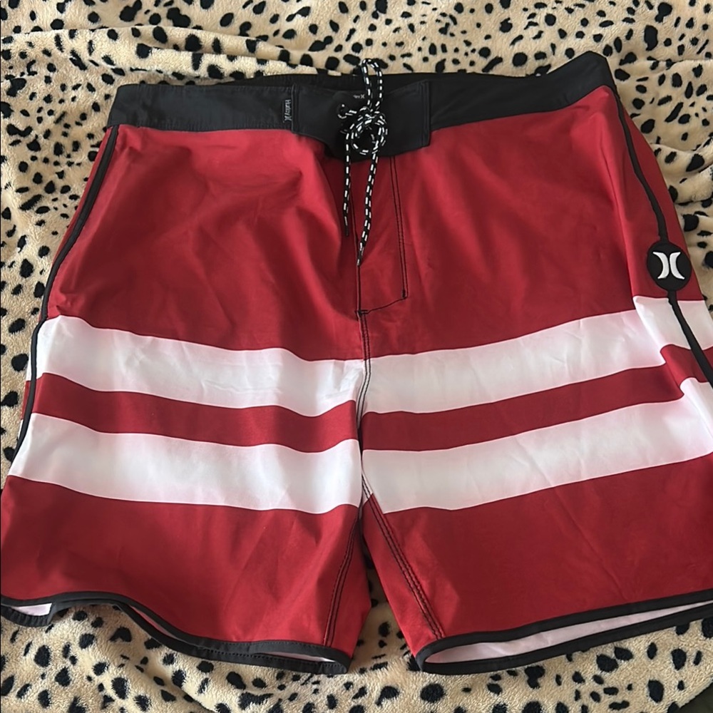 Red and White Board Shorts